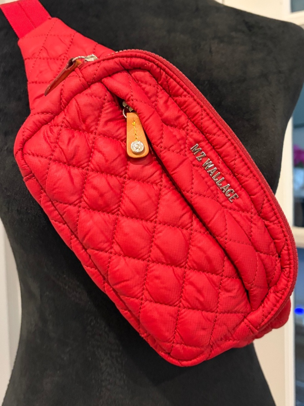 MZ Wallace Red Metro Quilted Belt Bag